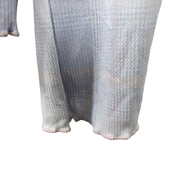 Splendid Juno Fuzzy Rib Henley Pastel Blue Pink Plaid Pajama Top Size XL - Picture 6 of 7
